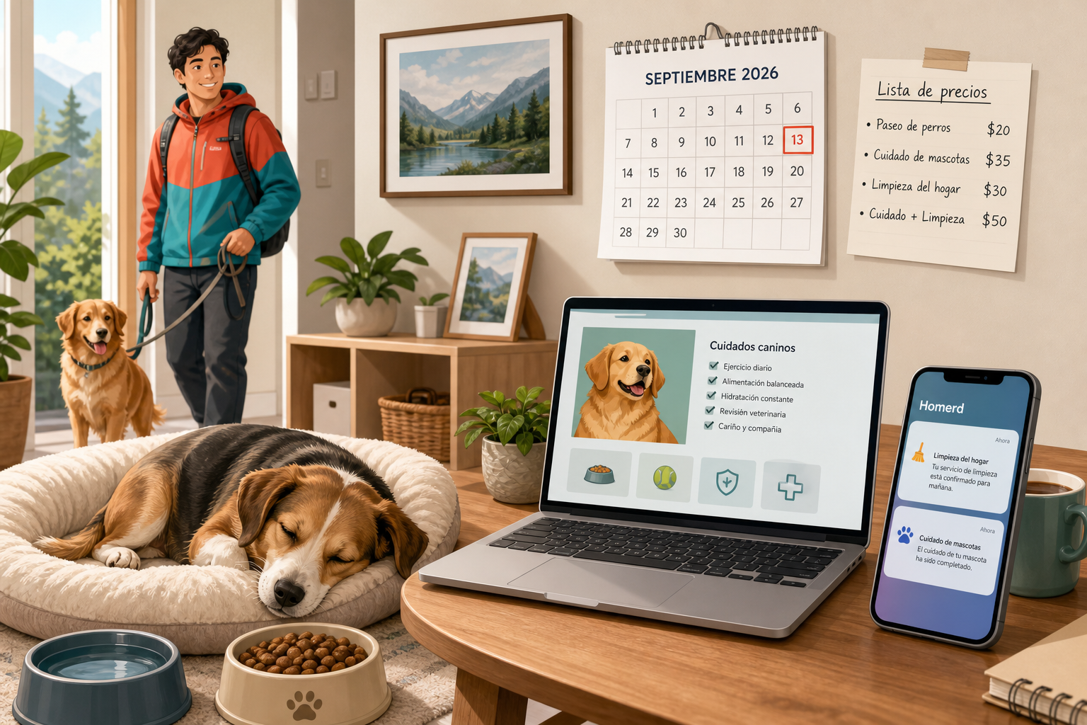 paseo de perros nuevos servicios en homerd app